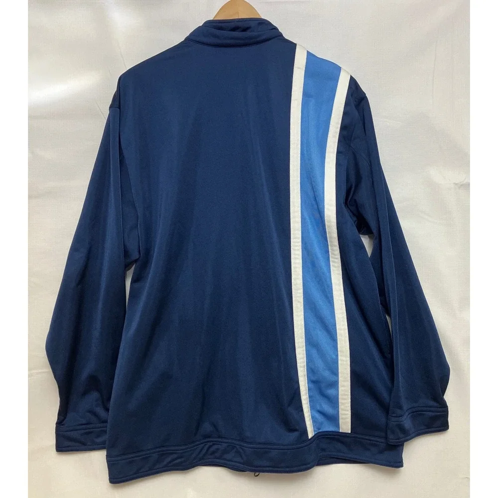 Nike Track Jacket Mens M Navy Blue Excellent Full Zip Stripe Swoosh F1-NKA